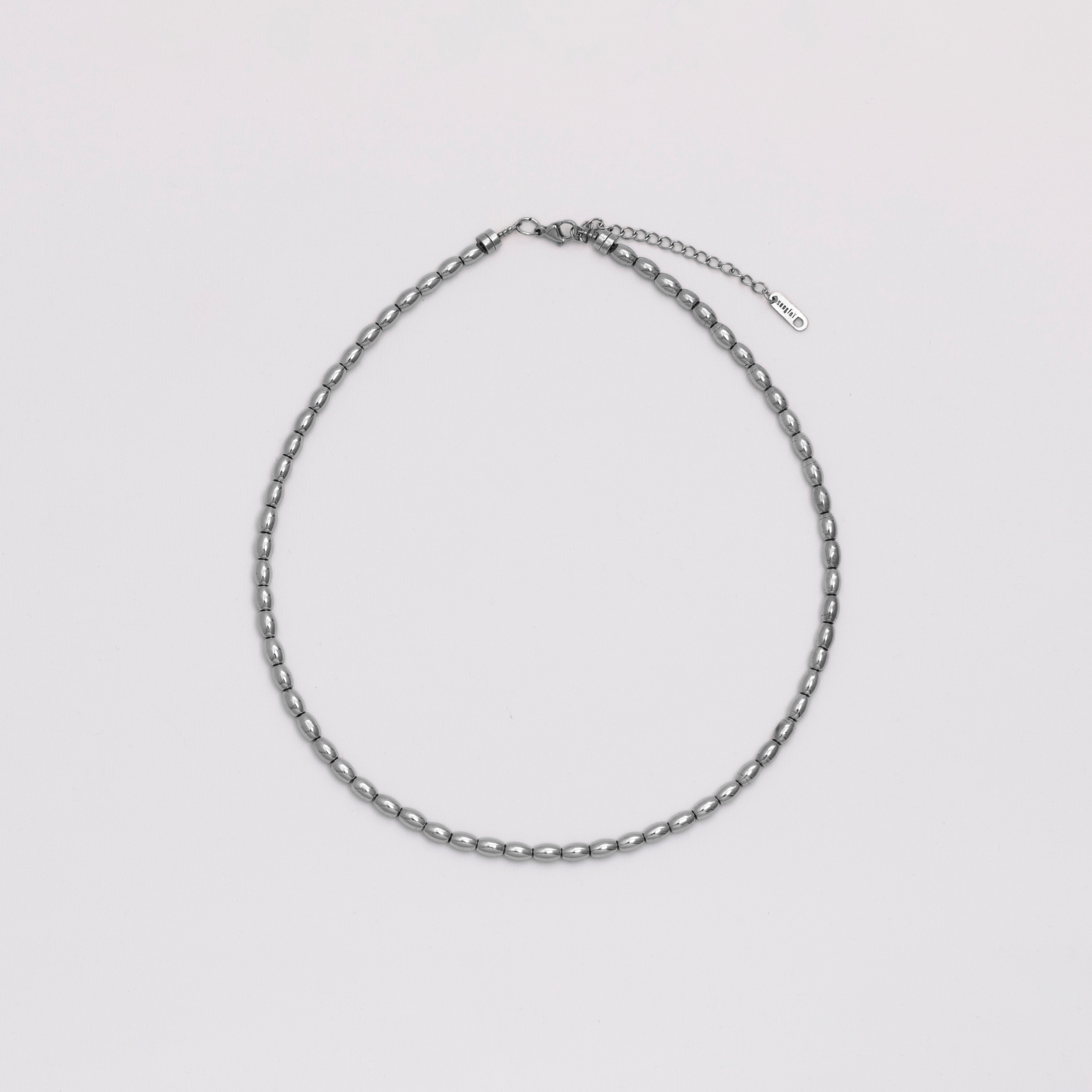 Collier grains de riz argent